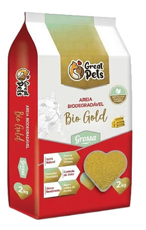 Areia Para Gato 2kg Bio Gold Grossa Granulado