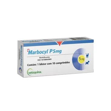 Antibiótico Marbocyl P 5mg para Cães e Gatos 10 comprimidos