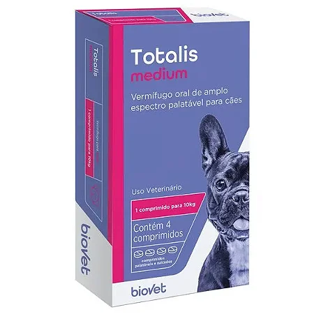 Vermífugo Totalis Medium para Cães 4 comprimidos