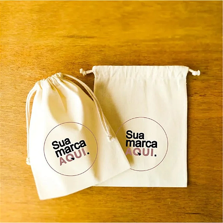 Saquinho de algodão cru personalizado 8x10