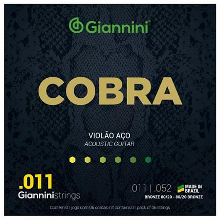 Encordoamento para Violão Aço Giannini Cobra 011/052 Bronze 85/15 GEEFLK
