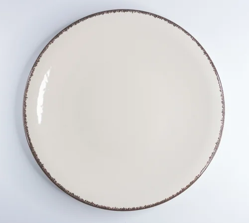 Conjunto 6 Pratos Rasos Porcelana Creme Rustica 27cm