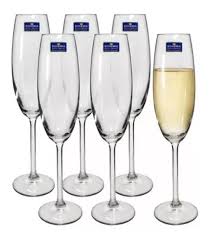 Jogo 6 Taças 220 ml Champanhe Espumante Cristal Ecológico-Premium- Gastro