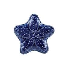 Conjunto 8 Estrelas Decorativas Wolff Ocean De Ceramica Azul 15cm