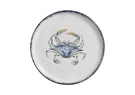 Jogo 6 Pratos Raso Atlântica Cerâmica Peixe Azul / Amarelo e Concha 28cm Scalla