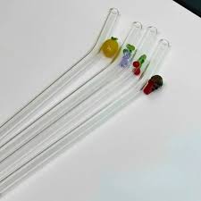 Conjunto 4 Canudos Vidro Reutilizáveis Mix de Frutas com Escova para Limpeza Linha Sintonia