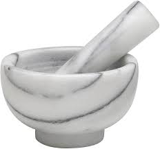 Conjunto de triturador de ervas para almofariz e pilão, mármore sólido Carrara, 10 x 6 cm