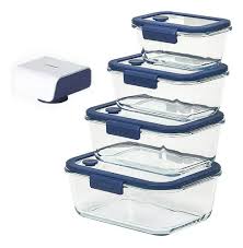 Conjunto de Potes de Vidro Hermético Retangular - Bomba Manual de Sucção a vácuo - 5 Peças - Neoflam - GLACÉ Z