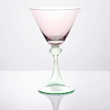 Conj 2 Taças de Vidro Rosa e Verde 150ml