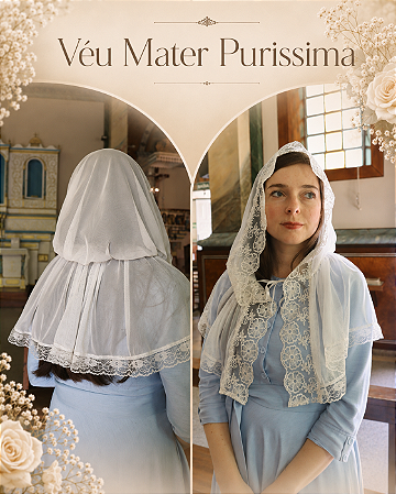 Véu Mater Purissima (Modelo Capuz)
