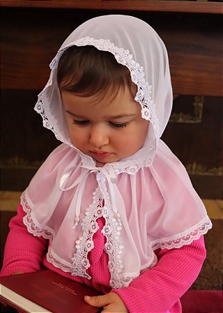 Véu Infantil (modelo capuz) - 1 a 3 anos