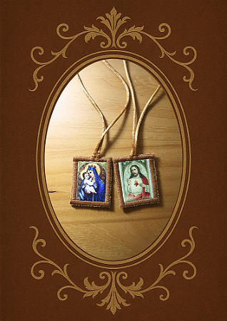 Escapulário do Carmo - Modelo 3 (Lã 100% natural)