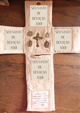 Oratório Formato de Cruz Personalizado Bordado