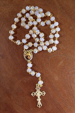 Terço Nossa Senhora do Perpétuo Socorro (em cristal)