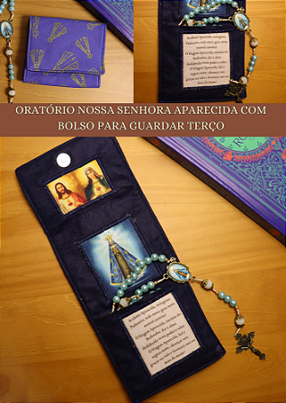 Oratório porta terço Nossa Senhora Aparecida - azul