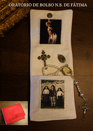Oratório de bolso porta terço N.S. de Fátima