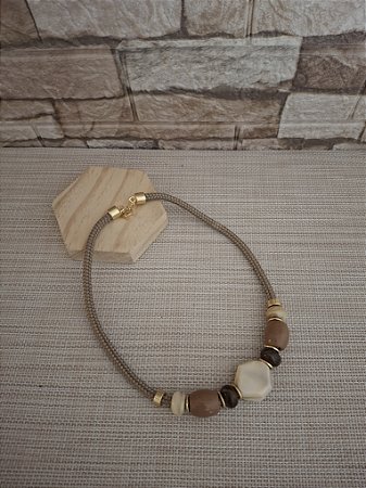 Colar de Corda Náutica Areia com Resina