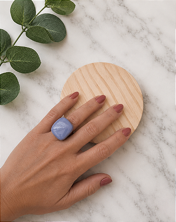 Anel Dourado com Resina Azul Claro (nº 18)