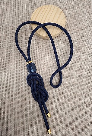 Colar de Corda Náutica Azul com Resina