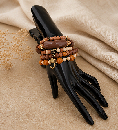 Mix de Pulseiras de Resina Marrom