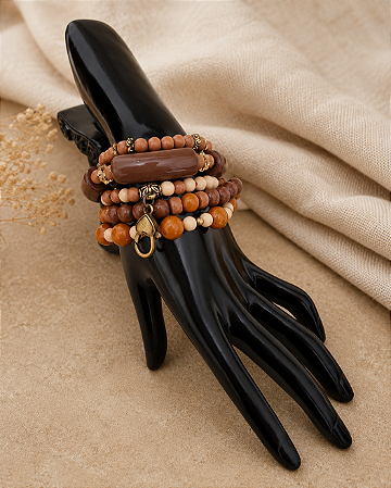 Mix de Pulseiras de Resina Marrom