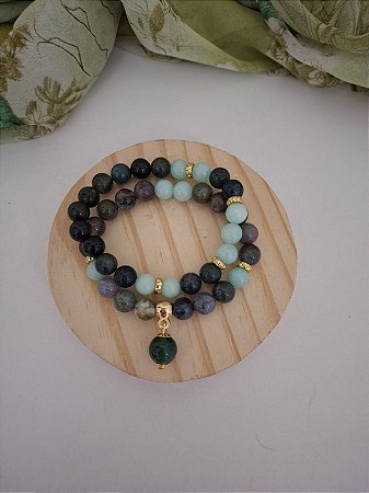 Pulseiras em Ágata Natural Verde
