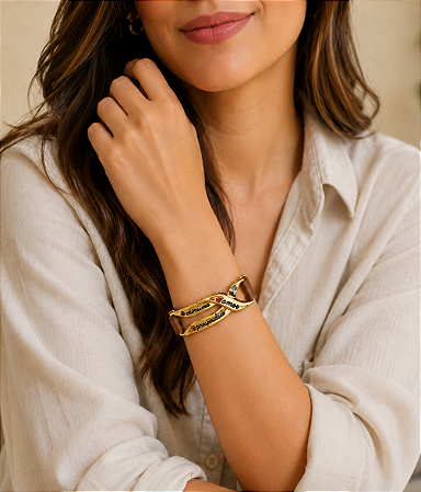 Pulseira de Couro com Bridão Boas Energias
