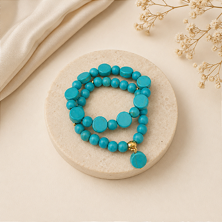 Pulseiras em Howlita Azul