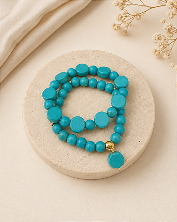 Pulseiras em Howlita Azul
