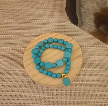 Pulseiras em Howlita Azul