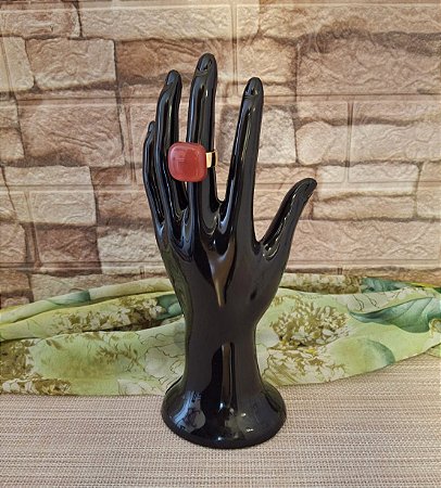 Anel Dourado com Resina Terracota (nº 18)