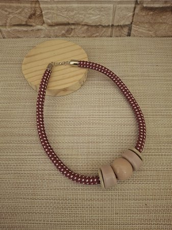 Colar de Corda Náutica com Resina Vinho e Rosé