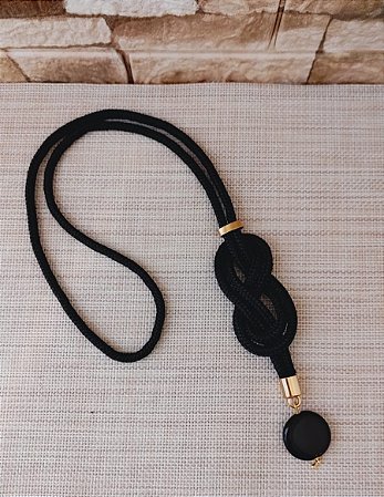 Colar Corda Náutica Preto com Pingente Bella Perla