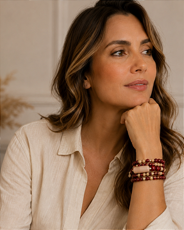 Mix Pulseiras Resina Vinho 5 Peças