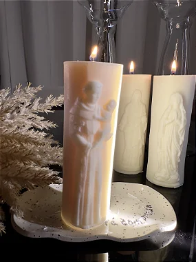 Vela católica decorativa Santo Antônio, Virgem Maria e Sagrado Coração de Jesus
