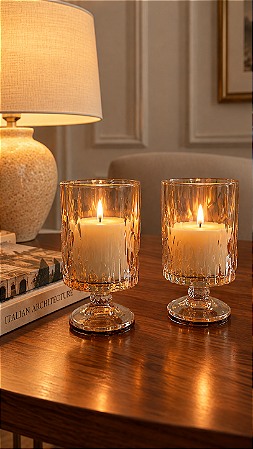 Duo velas vidro âmbar