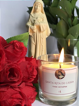Vela perfumada Santa Rita aroma rosas vermelhas Coleção Santi - Auguri velas