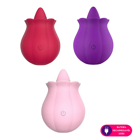 VIBRADOR EM FORMATO DE FLOR COM LINGUA ESTIMULADORA RECARREGÁVEL