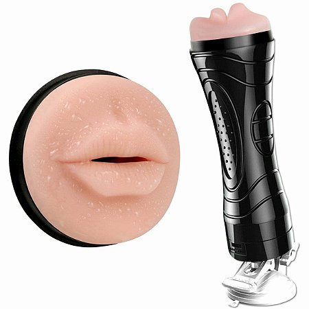 Masturbador Lanterna Alta Simulação da Boca com Base Vibratório á Pilha