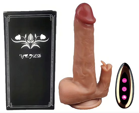 Prótese Pênis Realístico Rotativa com 7 Modos de Vibração Vai e Vem e Aquecimento Recarregável 21 x 3,9cm