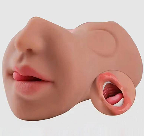 Masturbador com Boca Vagina e Ânus - Silicone maleável - com texturas internas