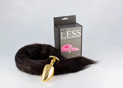 Plug Anal Dourado Rabo de Raposa Preto P
