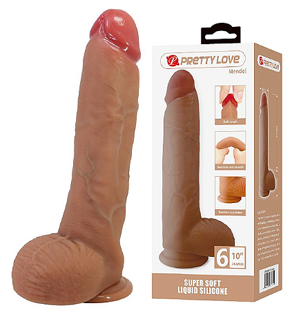 Pênis Realístico com Ventosa / Silicone Líquido - Mendel - 25.5 x 5.6 cm - Pretty Love