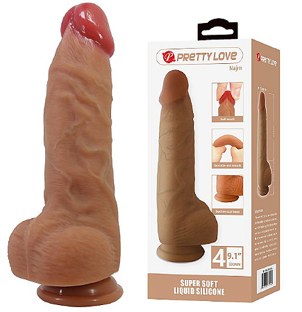 Pênis Realístico com Ventosa / Silicone Líquido - Najm - 23.2 x 5.5 cm - Pretty Love