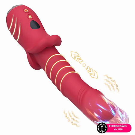 Vibrador ponto G em formato glande com vai e vem