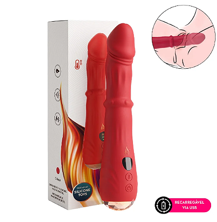 Vibrador ponto G com aquecimento ponta móvel e esferas vai e vem
