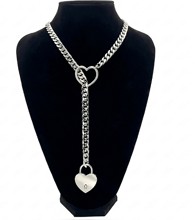 Choker enforcadeira coleira - Coração e corrente