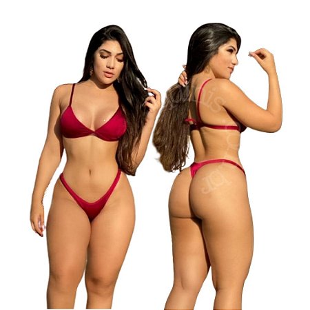 Micro Biquíni Asa Delta Cavada Fio dental Bordô - Loja MicroBiquinis.com.br