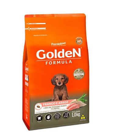 Ração Golden Fórmula Mini Bits para Cães Filhotes de Pequeno Porte Sabor Frango e Arroz 1 kilo