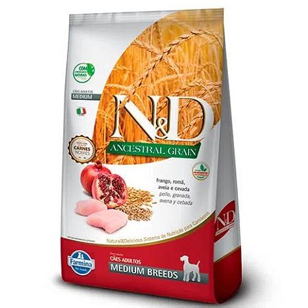 Ração N&D Ancestral Grain Cães Adultos Medium Frango 2,5 kilos